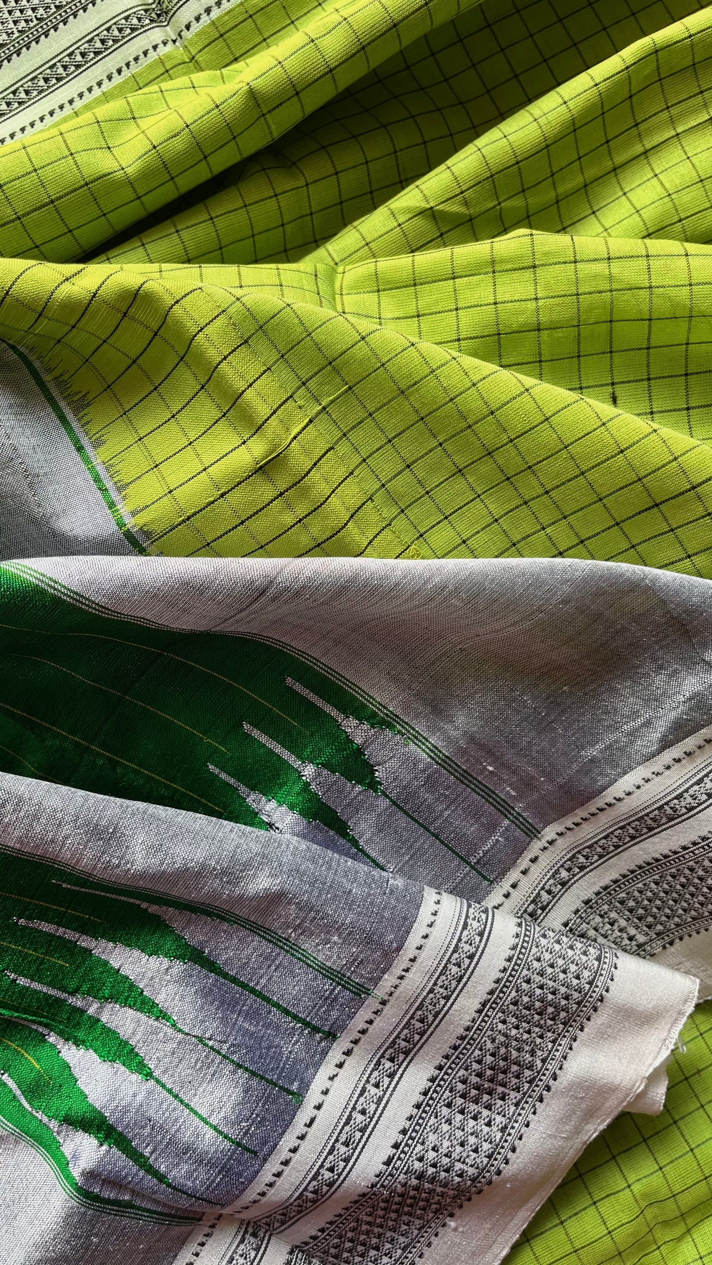 'SHARVANI: Green' Handwoven Silk- Pallu Ilkal Saree