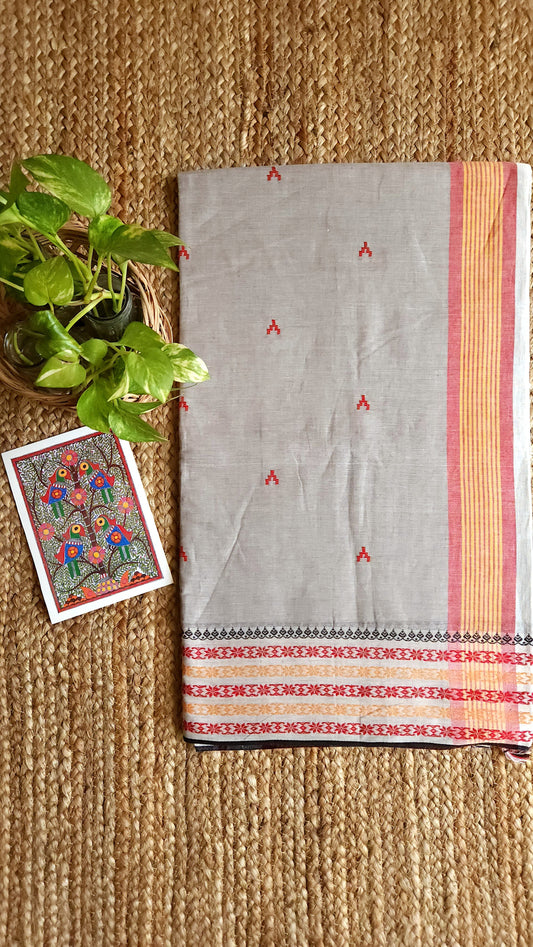 'BIBHA: Grey' Handwoven Begumpuri Saree